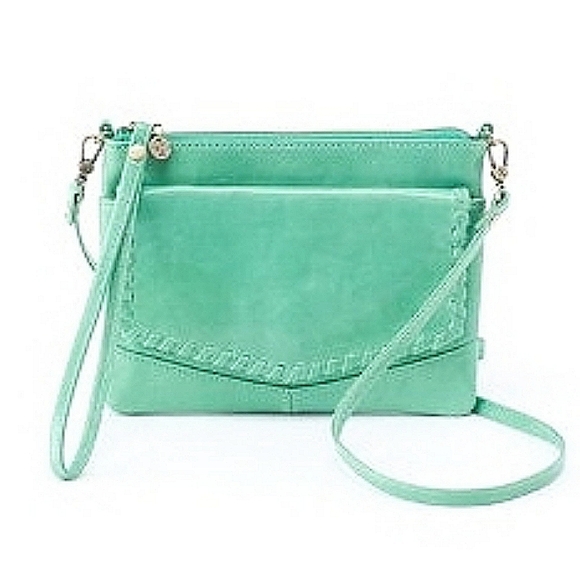 NWTs HOBO Mint Leather Stroll Crossbody/Clutch + HOBO Luck Leather Wallet - Picture 2 of 9